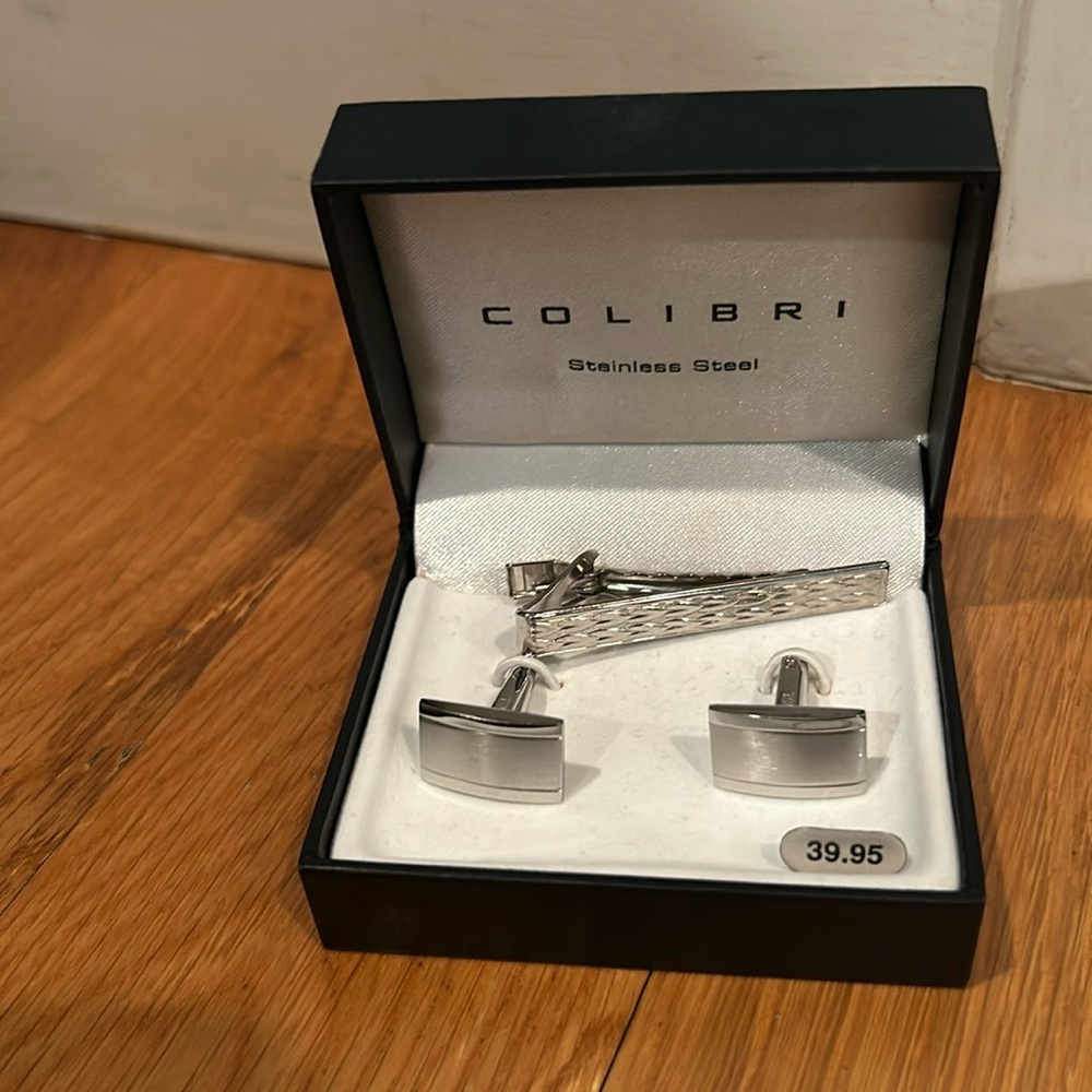 Colibri Shirt Cufflink / Cuff Link and Tie Holder with Box